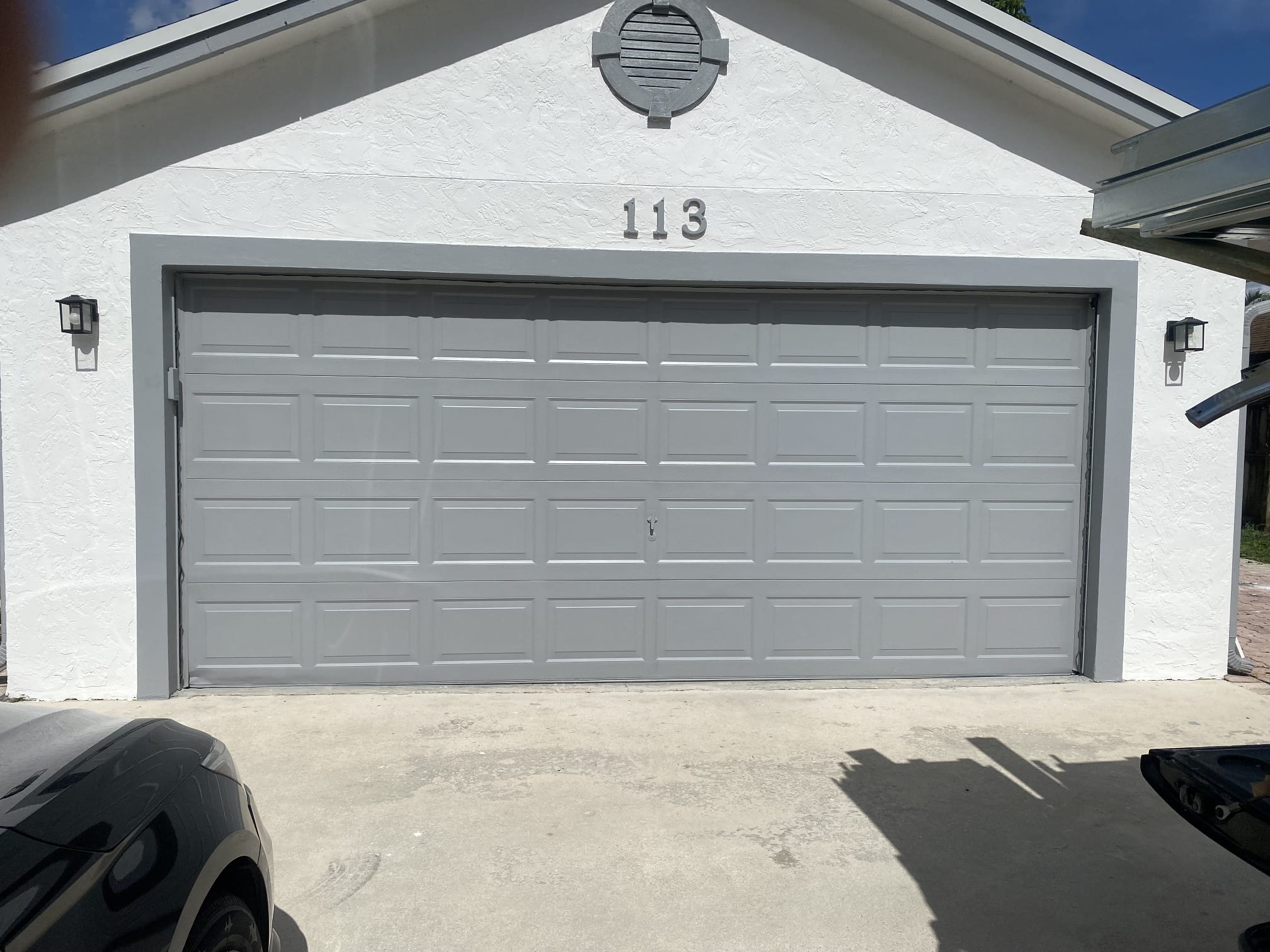 Classic white traditional garage door